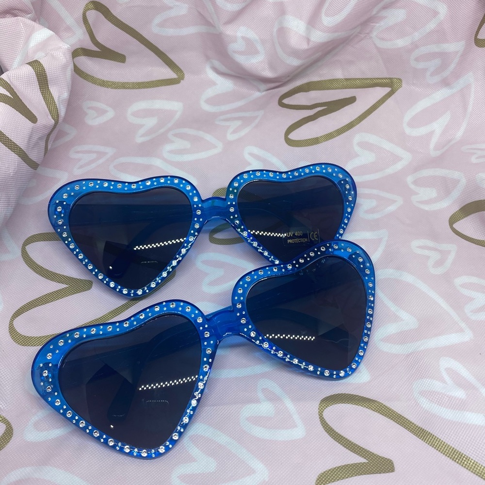 Blue heart shaped glasses